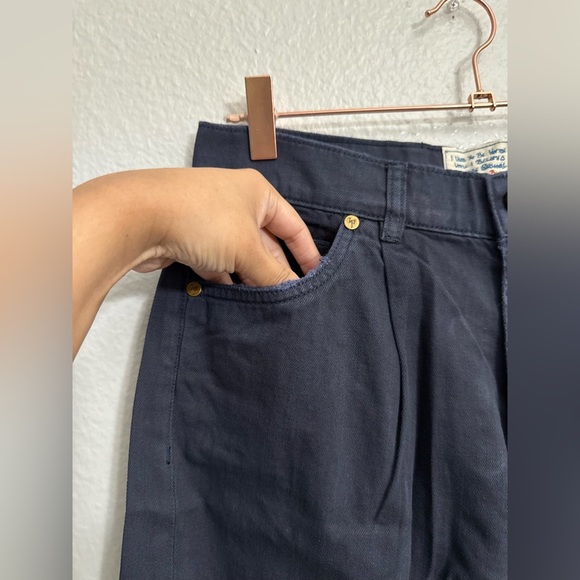 Sandrine Rose/Free People French Worker Wide Leg Buckle Pants College Blue - Picture 4 of 7